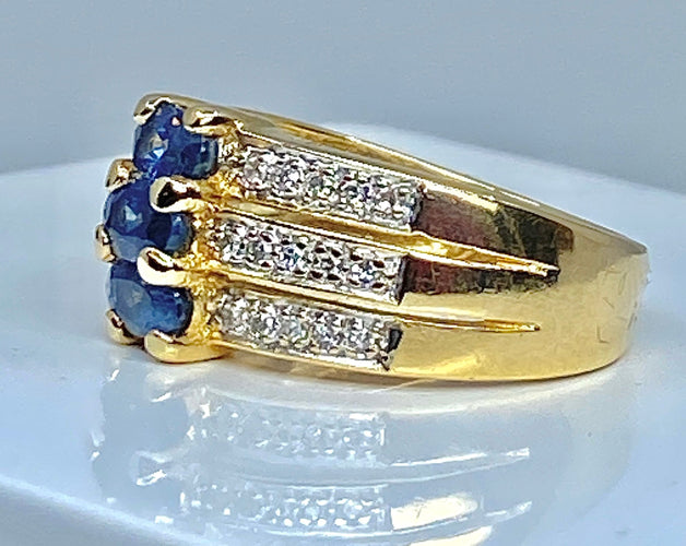 Bague Bague jonc 3 saphirs diamants 58 Facettes AB 154