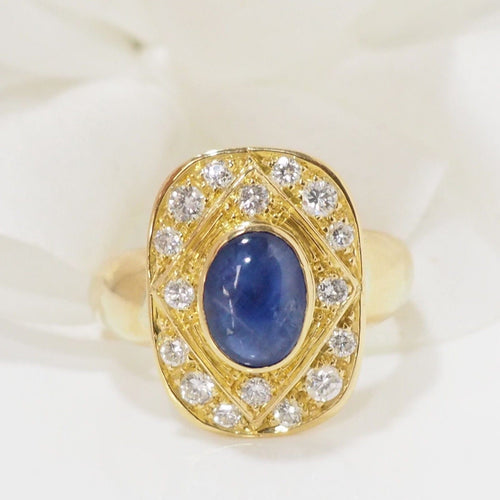 Bague 57 Bague cabochon saphir, diamants 58 Facettes 26750