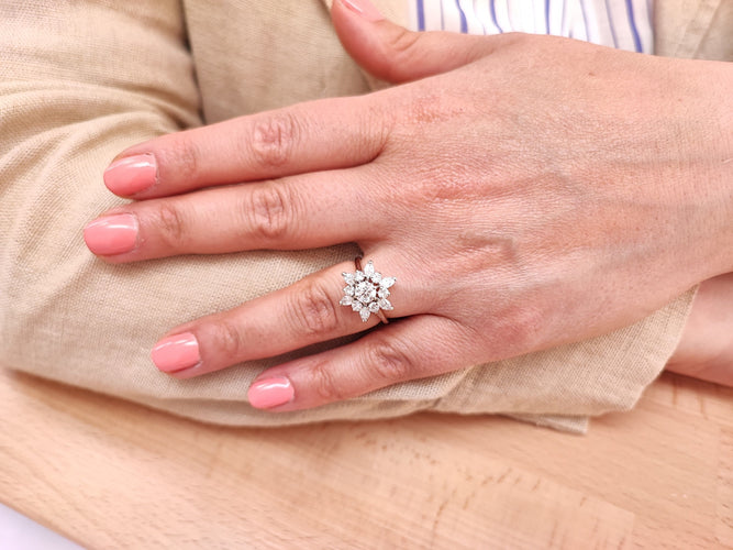 Bague Bague flocon en Or blanc & diamants 58 Facettes FA-Flocon