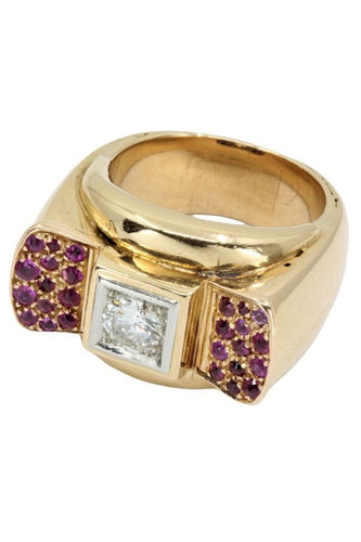 Bague BAGUE TANK RUBIS ET DIAMANTS 58 Facettes 044531