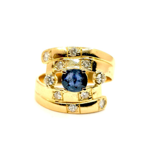 Bague Bague Saphir diamants or jaune 58 Facettes 2563