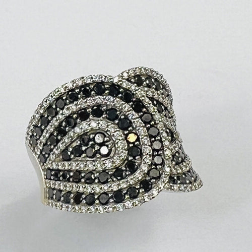 Bague Bague Or Blanc Diamants Noirs et Blancs 58 Facettes 20400000776