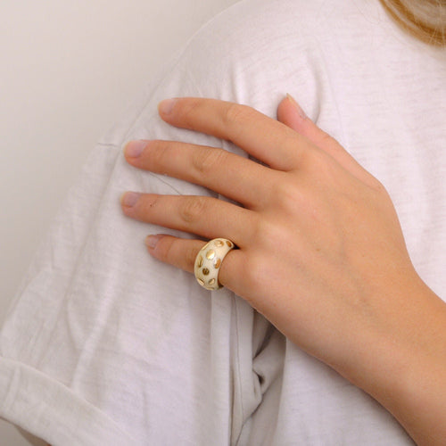 Bague 48 BULGARI - Bague Or et Ivoire 58 Facettes