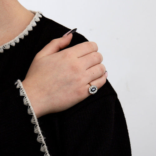 Bague 51 Bague Saphir entourage Diamants 58 Facettes 1932