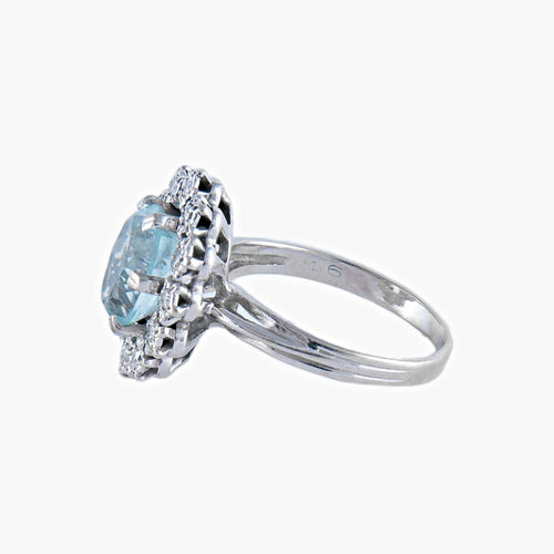 Bague Bague Marguerite Aigue-marine et Diamants 58 Facettes