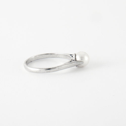 Bague 56.5 Bague Or blanc Perle de culture 58 Facettes