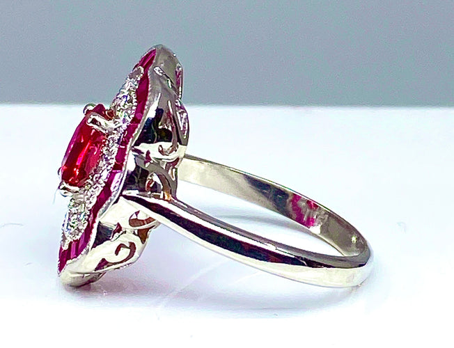 Bague 51 Bague marguerite Or Rubis Diamants 58 Facettes AB215
