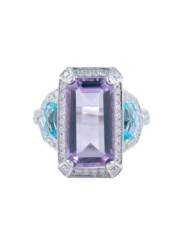 Bague 52 Bague Améthyste Topaze Diamants 58 Facettes