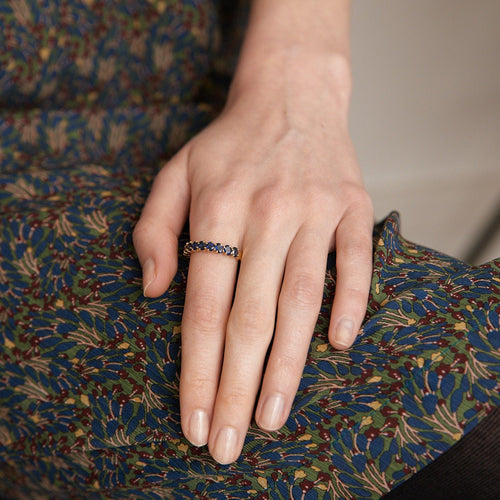 Bague 62 Demi alliance Saphirs 58 Facettes