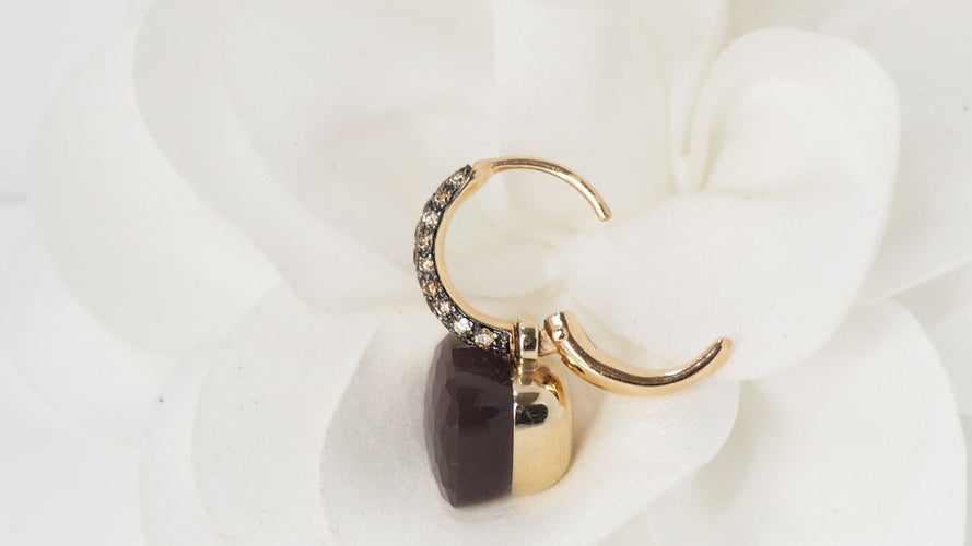 Boucles d'oreilles Boucles d'oreilles Pomellato pierre de Lune & diamants bruns 58 Facettes 32024