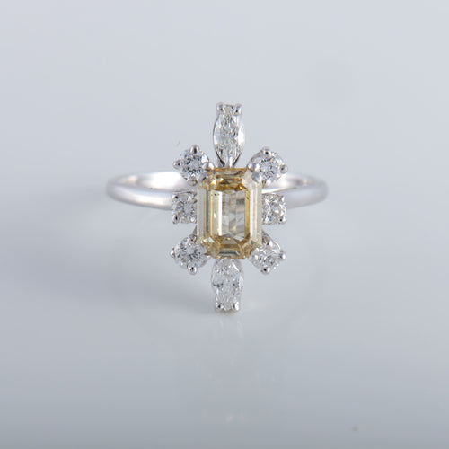 Bague 55 Solitaire diamant couleur naturelle 58 Facettes