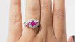 Bague 54 Bague en or blanc, rubis et diamants 58 Facettes 31778