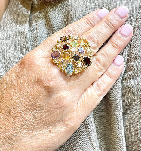 Bague 58 Bague Champignon Or jaune Pierres fines 58 Facettes