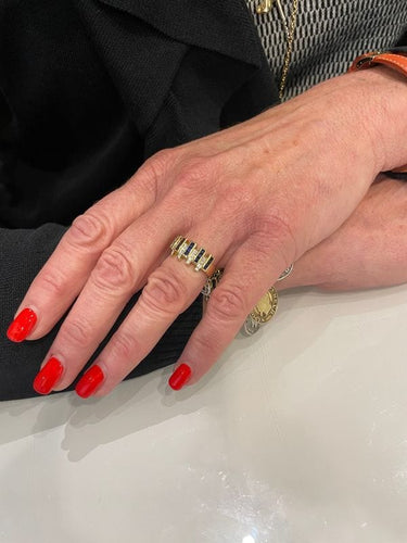 Bague 54 BAGUE MODERNE SAPHIRS ET DIAMANTS 58 Facettes 056741