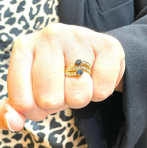 Bague Bague Toi & Moi Saphir et Diamants 58 Facettes