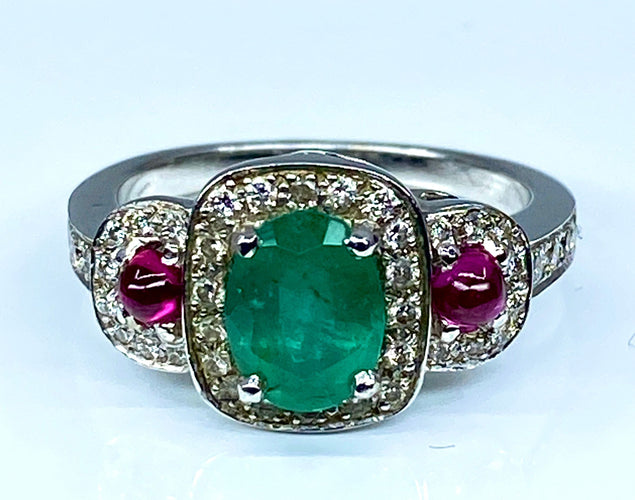 Bague 52 Bague émeraude rubis diamants 58 Facettes AB249