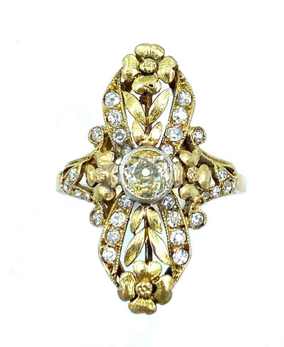 Bague Bague Art Nouveau or et diamants 58 Facettes