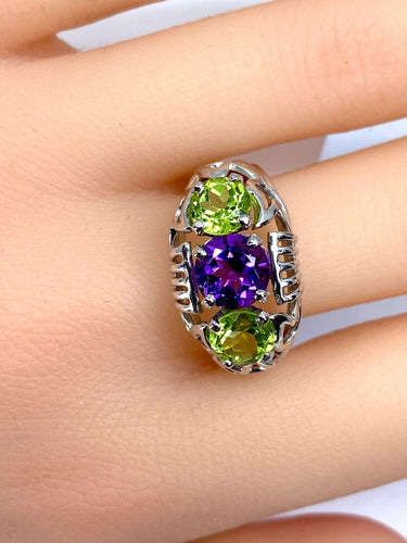 Bague 58 Bague péridots et améthyste 58 Facettes AB247