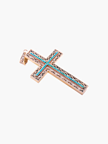 Pendentif Pendentif Croix Turquoises 58 Facettes