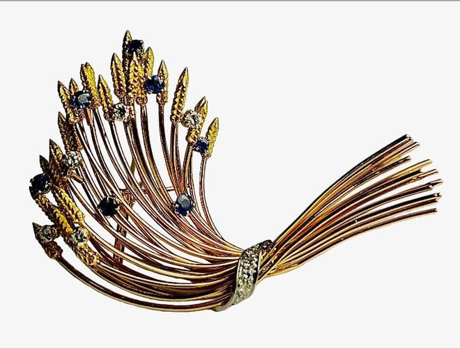 Broche Broche Diamants et Saphirs 1960 58 Facettes F97lp25