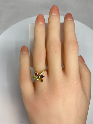 Bague 51 Bague papillon en or jaune & pierres fines 58 Facettes