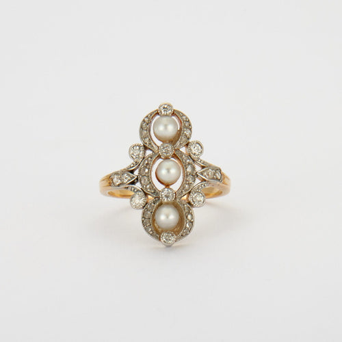 Bague 52 Bague Art Nouveau Perles 58 Facettes