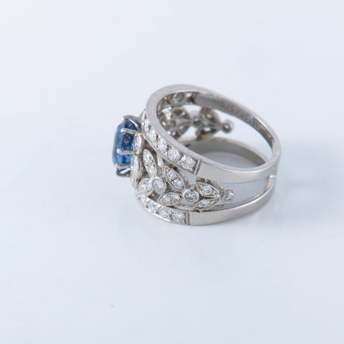 Bague 54.5 Bague bandeau platine, saphir et diamants 58 Facettes