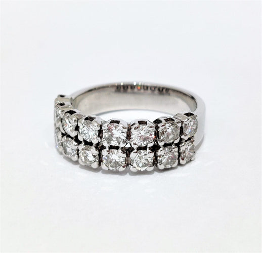 Bague 56 Bague diamants double rangs 58 Facettes 1-920/2
