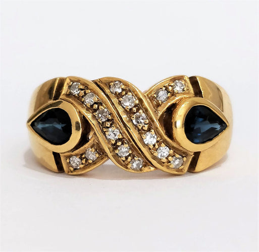 Bague 58 Bague entrecroisée saphirs poire et diamants 58 Facettes 1-150/7