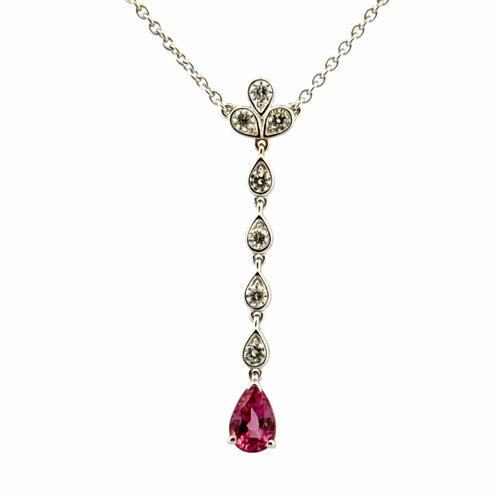 Collier Collier or blanc 18 carats diamants et tourmaline rose 58 Facettes