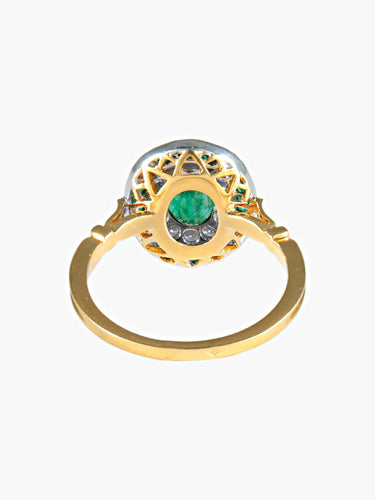 Bague 52 Bague style Art Déco diamants et émeraudes 58 Facettes