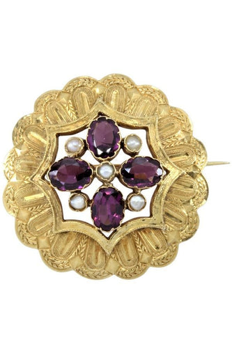 Broche BROCHE ANCIENNE PERLES ET AMÉTHYSTES 58 Facettes 045071