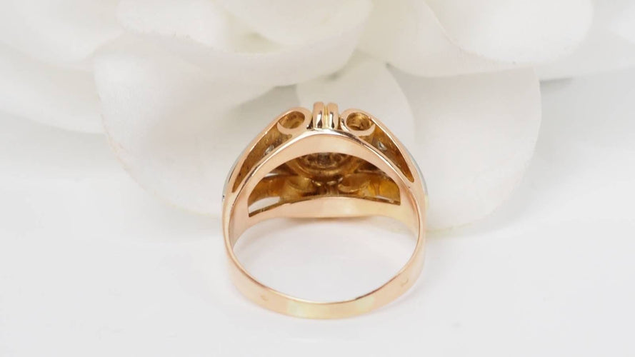 Bague 59 Bague ancienne en or bicolore et diamant 58 Facettes 32523
