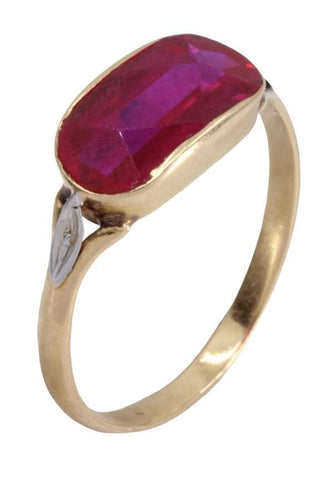 Bague 55 Bague ancienne rubis or jaune 58 Facettes 081841