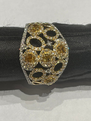 Bague 54 Bague boule Diamants jaunes 58 Facettes