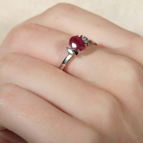 Bague 57 Bague Rubis épaulé 58 Facettes 8397