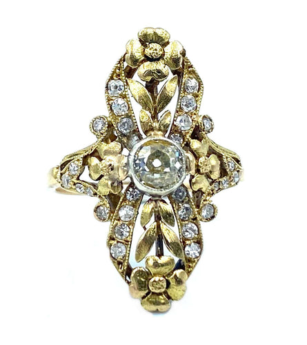 Bague Bague Art Nouveau or et diamants 58 Facettes