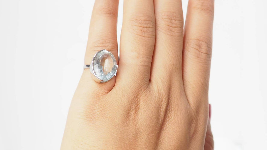 Bague 50 Bague Or blanc et Aigue-marine 58 Facettes 31805