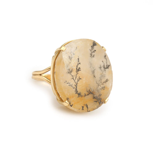 Bague Bague Quartz Dendritique Or Jaune 58 Facettes B121