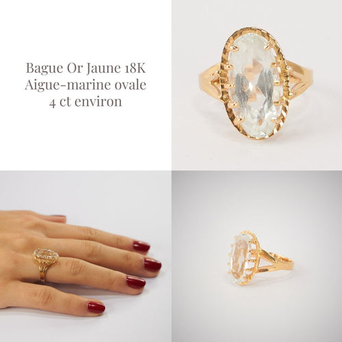Bague Bague or jaune aigue-marine 58 Facettes LOT 2908
