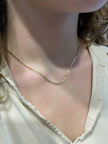 Collier CHAINE MAILLE PLATE FANTAISIE 58 Facettes 056911