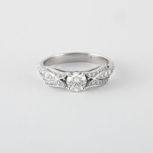 Bague 54 Bague Tulipe Or Gris Diamants 58 Facettes