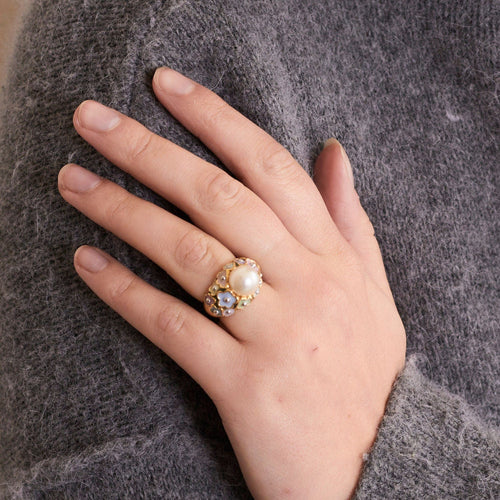 Bague 51 Bague Or Perle Fleurs 58 Facettes 002.199