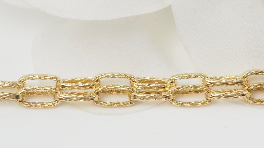 Collier 74cm Sautoir maille rectangle texturée en or jaune 58 Facettes 32461