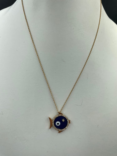 Pendentif Pendentif œil diamants émail 58 Facettes