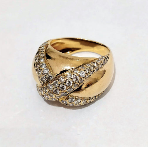 Bague 54 Bague "dôme" or jaune diamants 58 Facettes 1-576/10