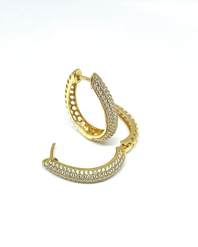 Boucles d'oreilles Créoles en or jaune, diamants synthétiques 58 Facettes