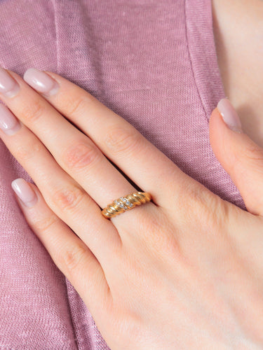 Bague 57 Bague Godron Or Jaune 58 Facettes