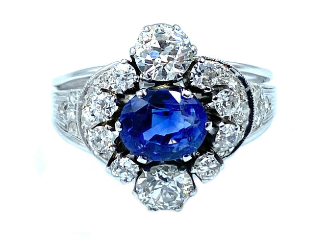 Bague Bague 19ème or, saphir et diamants 58 Facettes