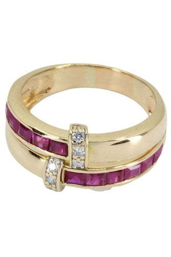 Bague BAGUE MODERNE RUBIS ET DIAMANTS 58 Facettes 048891